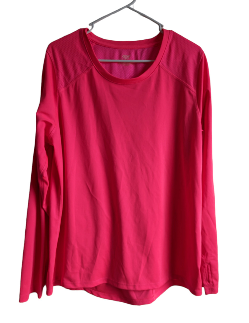 Zone Pro Hot Pink Women's Long Sleeve Activewear Workout Top Plus Size 1X
